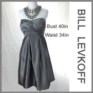 Bill Levkoff  satin grey strapless